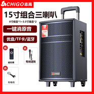 志高（CHIGO）廣場(chǎng)舞藍牙音箱低音炮戶(hù)外大音量戶(hù)外K歌變音聲卡音響彈唱 15英寸旗艦版+有線(xiàn)話(huà)筒X1