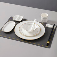 國濤骨瓷餐具擺臺四件套酒店會(huì )所碗碟盤(pán)套裝陶瓷新中式可印字定制logo 九件套配置 9件套