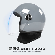 AD新國標認證電動(dòng)車(chē)頭盔男女士四季通用電瓶車(chē)安全帽女款冬季保暖防霧騎行輕便半盔女款冬天圍巾頭盔 圍脖款【灰色】透明 均碼