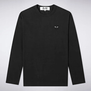 COMME DES GARCONS川久保玲經(jīng)典純色刺繡印花愛(ài)心圓領(lǐng)長(zhǎng)袖T恤男女情侶款 黑色黑心 XL
