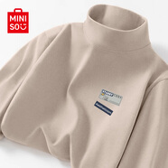 名創(chuàng)優(yōu)品（MINISO）半高領打底衫男秋冬青少年男裝長袖T恤男女情侶加厚德絨長袖體恤 【加厚半高領】杏色(星之夢胸標) 5XL (體重230-260斤)
