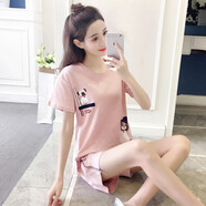 奧蜜雪睡衣女夏天純棉短袖家居服可愛卡通學生少女夏季薄款套裝可外穿 H-3018 L（建議體重105-125斤）