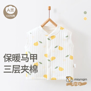 棉芹嬰兒馬甲秋冬季新生兒A類純棉保暖背心寶寶坎肩三層夾棉百搭款 秋梨碩果保暖款 80碼(建議9-12個(gè)月)