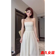 美安嘉白色抹胸連衣裙女夏季法式感氣質(zhì)長裙收腰溫柔風(fēng)小個(gè)子仙女裙 白色連衣裙-純欲連衣裙 S -純欲連衣裙