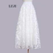 陸際（LUJI）半身裙 2021春夏白色網(wǎng)紗半身長(zhǎng)裙百褶蓬蓬傘裙子香港潮牌chic珠片羽毛刺繡女半裙 白色-90裙長(zhǎng) M-相當(dāng)于平常的M-L