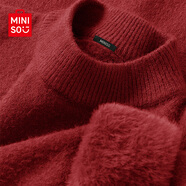 名創(chuàng)優(yōu)品（MINISO）加絨毛衣男秋冬不易起球加厚保暖內(nèi)搭打底衫男士線衣半高領(lǐng)針織衫 【加厚一體絨】酒紅(純色) 3XL (體重180-200斤)