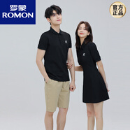 羅蒙（ROMON）不一樣情侶裝夏裝2025新款潮小眾設(shè)計感POLO裙子套裝.T恤一裙一衣 黑色 M 女 95-105斤