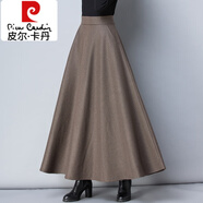 皮爾卡丹（pierre cardin）冬季毛呢長(cháng)裙半身裙加厚a字裙高腰大擺長(cháng)裙純色大碼呢子冬長(cháng)裙女 卡其色 XL 2.4尺-2.5尺