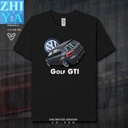 COLBETMIL大眾高爾夫Golf GTI短袖T恤男女改裝賽車JDM車迷衣服0001  【】長(zhǎng)絨棉短袖黑色A S 50至60公斤
