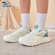 鴻星爾克老爹鞋春秋季新款休閑鞋男鞋透氣舒適百搭輕便軟彈運動(dòng)鞋桀驁2.0 微晶白/礦物藍 39