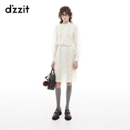 DZZIT地素【明星同款】半身裙2024冬季新款蕾絲復古精致裙子女 米白色 常規 S