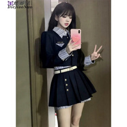 蝶嬌諾（DIEJIAONUO）連衣裙子春季女裝純欲風(fēng)穿搭女套裝美式學(xué)院風(fēng)小香風(fēng)jk制服甜辣妹 上衣+裙子 M