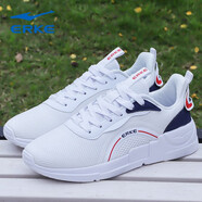 鴻星爾克（ERKE）跑步鞋男網(wǎng)面透氣輕便慢跑鞋紅星旗艦戶(hù)外休閑耐磨旅游鞋男鞋 正白/大學(xué)紅 39