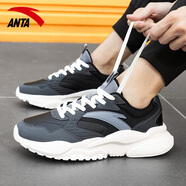 安踏（ANTA）男鞋跑步鞋 秋季運動(dòng)鞋網(wǎng)面減震軟底休閑運動(dòng)鞋子 城堡灰/黑/冷灰-8 皮面 40