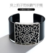 黛若歐美縷空夸張女士手鐲鍍玫瑰金個(gè)性寬面黑色潮人雙層手環(huán)個(gè)性 簡(jiǎn)約白