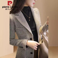 皮爾卡丹歐洲站千鳥(niǎo)格西裝外套女2025秋冬款法式感毛呢小西服上衣 千鳥(niǎo)格 (少量現貨) L 【建議115-130斤】