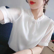 AHKA白襯衫女荷葉邊領(lǐng)夏季新款韓版雪紡襯衫女人味上衣設(shè)計感小眾 白色夏款1 M 建議【85-99斤】