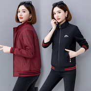 啄木鳥(niǎo)早春女士短外套女春秋2025春季新款上衣休閑夾克中年洋氣春裝 090黑色雙面穿(反面格子)立領(lǐng) M 適合80-95斤