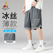 稻草人（MEXICAN）短褲男夏季ins韓版寬松百搭速干美式男士直筒五分褲 灰色 M 