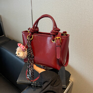 京智今年流行包包女秋冬百搭2025新款潮時(shí)尚斜挎手提小拎包水桶包 酒紅色【送掛件】