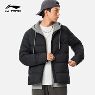 李寧長(zhǎng)款棉服羽絨服男士冬季新款保暖運(yùn)動(dòng)休閑外套運(yùn)動(dòng)服 黑色（短羽絨服） 3XL