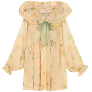 森女部落原創(chuàng  )田園風(fēng)系列款掛脖吊帶連衣裙度假風(fēng)長(cháng)裙甜美風(fēng)閨蜜裝 黃色短外套（單件） 單件 S