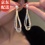 伊黛兒高級(jí)感長(zhǎng)款滿鉆耳墜仿珍珠耳環(huán)2025年新款時(shí)尚大氣設(shè)計(jì)感氣質(zhì)耳飾 滿鉆鏈條耳環(huán)E2861