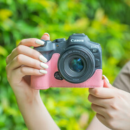 雨悅佳能R50相機套R10微單r8保護套r7底座包R6二代配件R5皮套RP殼r100 R7粉色 保護套+肩帶