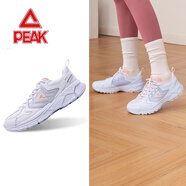 匹克跑步鞋男女鞋復古潮流網(wǎng)面透氣緩震輕量運動(dòng)鞋 女款大白/珍珠粉 35