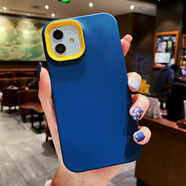 簡(jiǎn)約純色糖果色XS三合一撞色邊框11硬殼蘋(píng)果13/12手機殼iPhone14promax膚感磨砂笑源 深藍色-三合一膚感硬殼 iPhone 6s