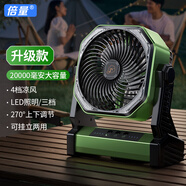 倍量（Doublepow）充電風(fēng)扇戶外露營(yíng)大風(fēng)力超長(zhǎng)續(xù)航便攜桌面家用宿舍床上風(fēng)扇 【升級(jí)續(xù)航/20000毫安時(shí)】綠色