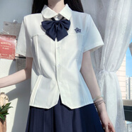宜蕓狐（YIYUNHU）2025夏新款娃娃領襯衫風琴褶校供感JK制服刺繡日系學院風上衣YMM 櫻花白色單件襯衣 S 80-95斤
