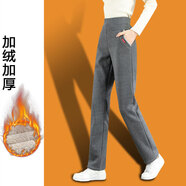直筒褲女2025年秋冬高腰顯瘦加絨加厚褲子韓版女士窄版休閑運動(dòng)褲 80610深灰【巨厚羊羔絨】 M 【建議95-109斤】