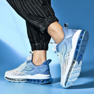 牧比尼冬季新款48加大碼全掌氣墊減震運動(dòng)鞋男旋轉扣舒適透氣旅游跑步鞋 白蘭 44