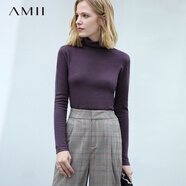 AMII極簡(jiǎn)休閑時(shí)尚毛針織衫女秋季新款直筒高領(lǐng)顯瘦百搭打底衫 深紫 160/84A/M