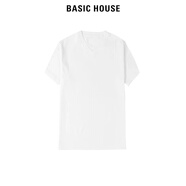 BASIC HOUSE/百家好白色純t恤女2024夏季新款正肩打底百搭洋氣寬松短袖女 白色Y領(lǐng) S