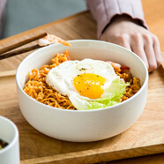 億嘉（IJARL）日式陶瓷餐具小湯碗飯碗6英寸面碗家用碗沙拉碗北歐 印象白色