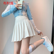 麥叢新款胖百褶裙女高腰學(xué)院風(fēng)短裙防走光a字半身裙ins潮 03白色(有內(nèi)襯)-好質(zhì)量 S碼建議80-90斤
