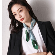 杭絲路絲巾方巾女薄款防曬護(hù)頸真絲桑蠶絲圍巾百搭通勤送老婆媽媽生日 波普條紋-綠色