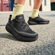 斯凱奇（Skechers）無憂跑鞋丨男款2025春夏透氣緩震輕便跑步鞋男運動鞋 男款-全黑色/BBK 43.5