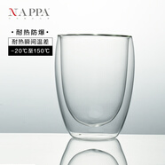 NAPPA 玻璃水杯 耐冷耐熱高硼硅玻璃杯茶杯咖啡杯果汁雙層杯家用杯子 雙層杯 350ml 【多買(mǎi)多得】