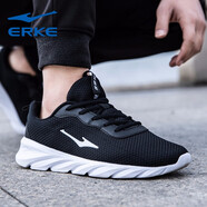 鴻星爾克男鞋運動鞋秋冬季新款休閑旅游鞋子輕便網(wǎng)面透氣跑步鞋男徒步鞋R 【網(wǎng)面】正黑/正白 39