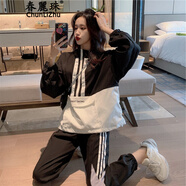 春麗珠衛(wèi)衣女春秋新款女裝韓版運(yùn)動服寬松洋氣減齡顯瘦時尚休閑套裝褲女 圖片色 M