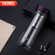 膳魔師（THERMOS）雙層玻璃杯400ml男女茶杯水紋行者系列帶茶漏TCGB-400-D-PL深紫色