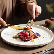 傳旗日式陶瓷盤(pán)子10.5英寸餐盤(pán)西餐盤(pán)牛排盤(pán)水果盤(pán)大平盤(pán)可微波白色