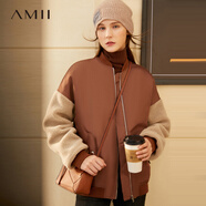 AMII女裝2025少女風(fēng)oversize棉衣棉服女新款寬松棒球服加厚外 深咖啡 M 160/84A