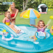 INTEX 57165鱷魚戲水噴水池 嬰兒玩具游戲屋戲水池寶寶玩具池海洋球池