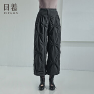 日著(zhù)（rizhuo）原創(chuàng  )設計女褲2024年夏季新款黑色九分褲寬松顯瘦休閑直筒褲子 揪揪黑 S