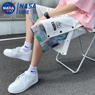 NASALIKE七分褲男假兩件籃球排扣褲夏季日系大碼運(yùn)動(dòng)潮牌腰果花褲休閑褲男 H63/D00白色 五′褲 M