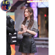 月影披夢(mèng)頭層皮短褲女綿羊皮真皮短款秋季新款皮裙褲韓版OL包臀裙職業(yè)A字 黑色 XL